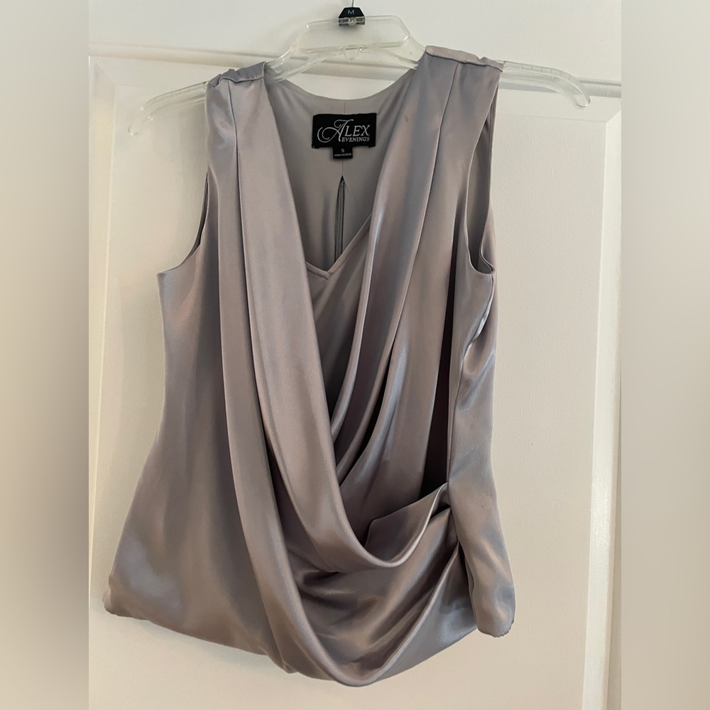 Sexy Silver drape style top.